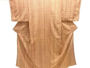 大正ロマン　斜め格子織り出しお召着物